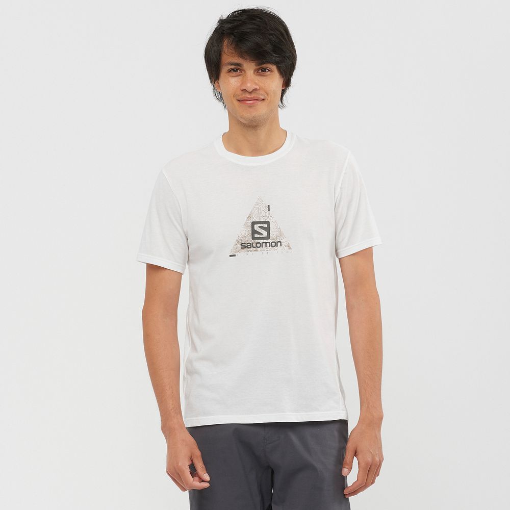 Camisetas Salomon Hombre Blancas - Salomon Argentina OUTRACK BLEND,895742-KZJ